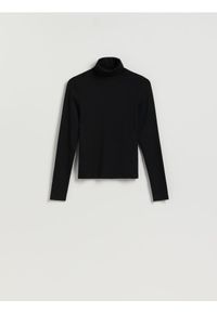 Reserved - Longsleeve z golfem - czarny. Typ kołnierza: golf. Kolor: czarny. Materiał: bawełna, dzianina. Długość rękawa: długi rękaw