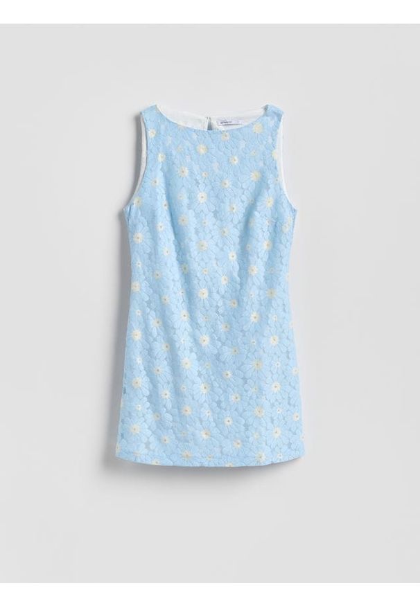 Reserved - Sukienka mini w kwiaty - wielobarwny. Materiał: tkanina. Wzór: kwiaty. Długość: mini