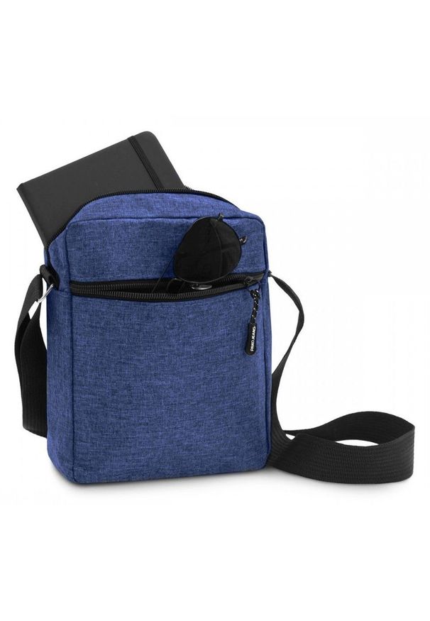 Męska Torebka Na Ramię - (Listonoszka) - Pako Jeans - Ciemnoniebieska. Kolor: niebieski. Materiał: poliester