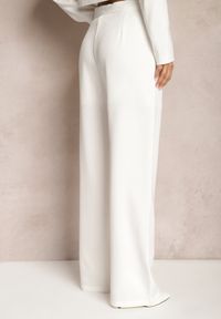 Renee - Białe Szerokie Spodnie z Zapięciem na Haczyk Brutris. Kolor: biały. Styl: elegancki #3