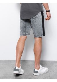 Ombre Clothing - Krótkie spodenki męskie jeansowe - szare V4 W363 - XXL. Kolor: szary. Materiał: jeans. Długość: krótkie #4