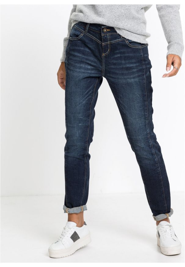 bonprix - Dżinsy straight, mid waist. Kolor: niebieski