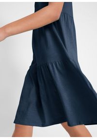 bonprix - Sukienka tunikowa z bawełny, krótki rękaw. Kolor: niebieski. Materiał: bawełna. Długość rękawa: krótki rękaw #2