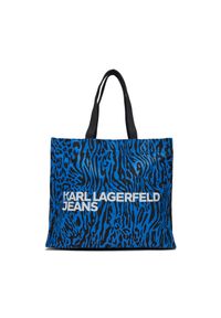 Torebka Karl Lagerfeld Jeans. Kolor: niebieski. Wzór: nadruk #1