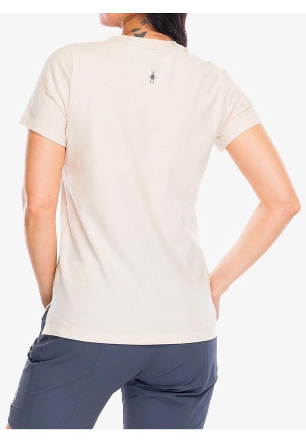 Koszulka z nadrukiem damska Smartwool Horizon View Graphic Short Sleeve. Kolor: beżowy. Wzór: nadruk