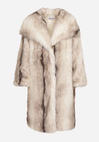 Born2be - Biały Płaszcz Futro z Szerokim Kołnierzem i Kieszeniami Ezinda. Okazja: do pracy, na co dzień, na spotkanie biznesowe. Typ kołnierza: golf. Kolor: biały. Materiał: futro. Styl: klasyczny, casual, elegancki, biznesowy #2