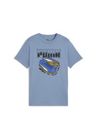 Puma - Młodzieżowa koszulka z grafiką sneakersów PUMA Cool Blue. Kolor: niebieski. Sport: joga i pilates