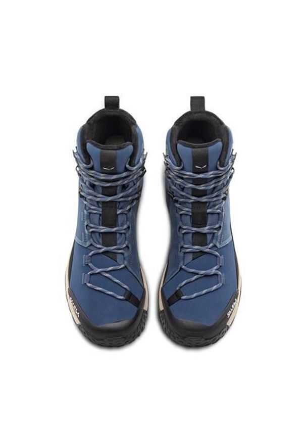 Buty trekkingowe damskie Salewa Puez Winter Mid Powertex. Wysokość cholewki: za kostkę. Zapięcie: sznurówki. Kolor: niebieski. Materiał: materiał. Szerokość cholewki: normalna