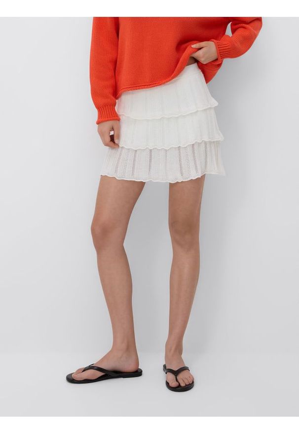 Reserved - Spódnica mini z wiskozą - złamana biel. Materiał: wiskoza