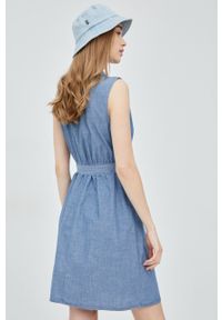 Vero Moda sukienka bawełniana mini rozkloszowana. Kolor: niebieski. Materiał: bawełna. Typ sukienki: rozkloszowane. Długość: mini #4