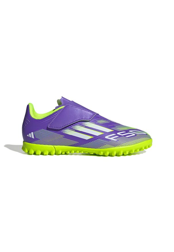 Adidas - Dziecięce buty piłkarskie adidas F50 Club VEL TF. Kolor: fioletowy. Sport: piłka nożna