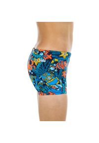 Decathlon - Bokserki pływackie dla dzieci Nabaiji 500 Fitib All Marin. Kolor: żółty, pomarańczowy, czerwony, wielokolorowy. Materiał: poliester, materiał #1