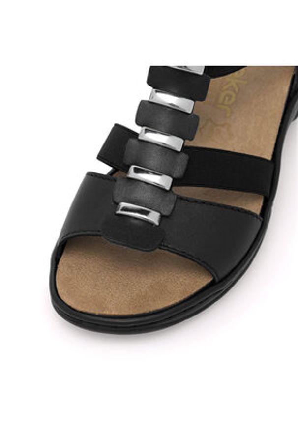 Rieker Sandały 64580-00 Czarny. Kolor: czarny. Materiał: skóra