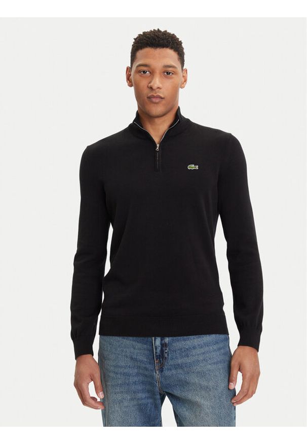 Lacoste Sweter AH1980 Czarny Classic Fit. Kolor: czarny. Materiał: bawełna