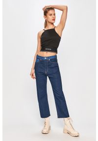 Calvin Klein Jeans - Top. Okazja: na co dzień. Kolor: czarny. Materiał: materiał, wiskoza, dzianina, elastan, poliester. Wzór: nadruk. Styl: casual #3