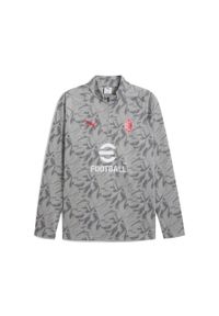 Puma - Męska bluza przedmeczowa z zamkiem 1/4 AC Milan PUMA Smokey Gray White. Kolor: szary