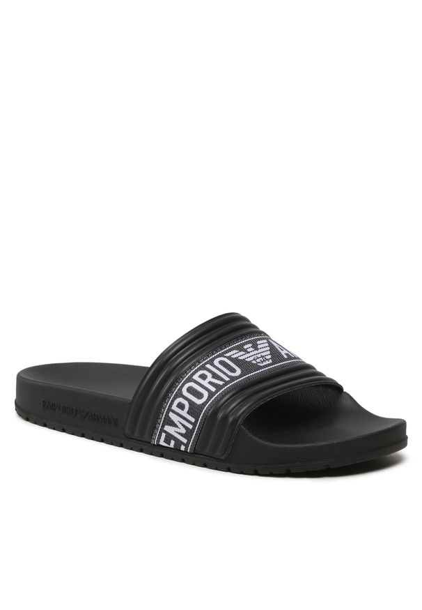 Klapki Emporio Armani XVPS05 XN744 00002 Black. Kolor: czarny. Materiał: skóra