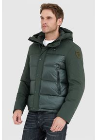 Blauer USA - BLAUER Ciemnozielona puchowa kurtka męska z kapturem, Rozmiar M. Typ kołnierza: kaptur. Kolor: zielony. Materiał: puch #1