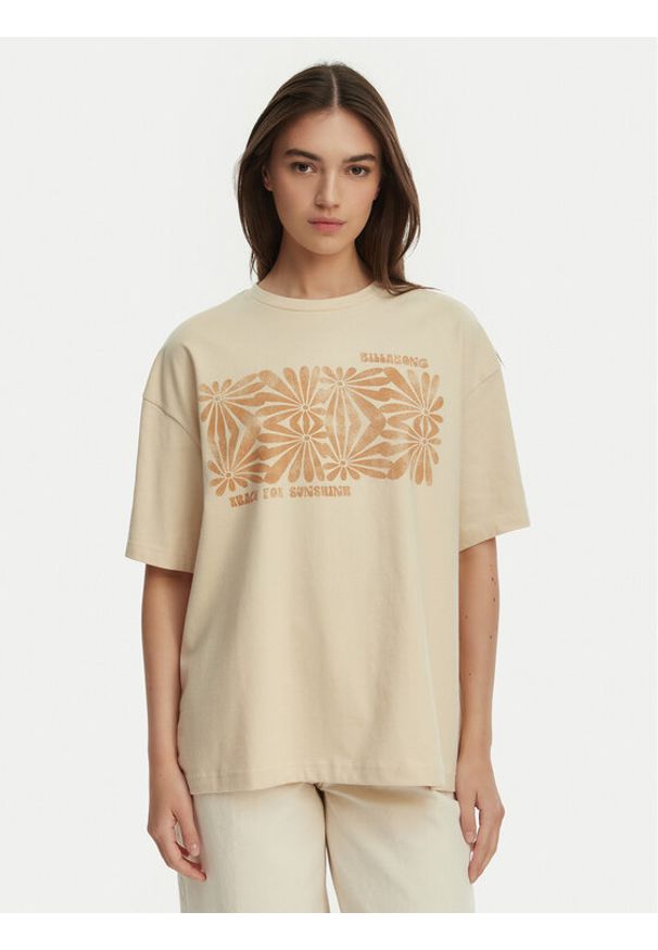 Billabong T-Shirt Wander Across EBJZT00483 Beżowy Loose Fit. Kolor: beżowy. Materiał: bawełna