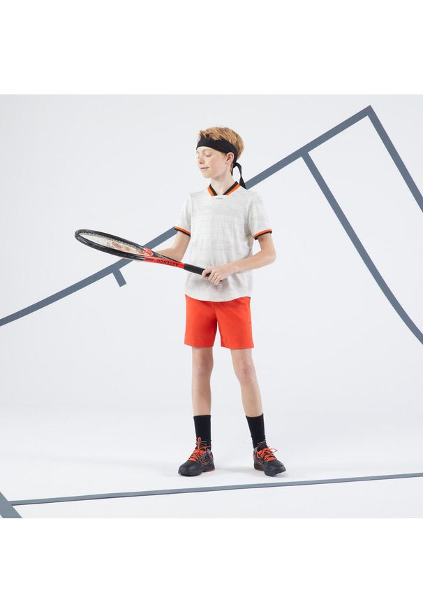 ARTENGO - Koszulka tenisowa dla chłopców Artengo Dry. Kolor: biały, wielokolorowy, beżowy. Materiał: materiał, poliamid, poliester. Sezon: lato. Sport: tenis