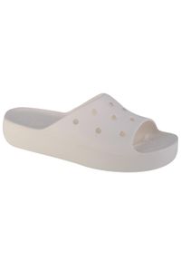 Klapki damskie Crocs Classic Platform Slide. Kolor: biały. Materiał: guma, materiał, syntetyk. Obcas: na platformie