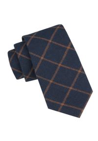 Wełniany Krawat - Alties - Granat, Brązowy Wzór. Kolor: niebieski. Materiał: wełna, bawełna