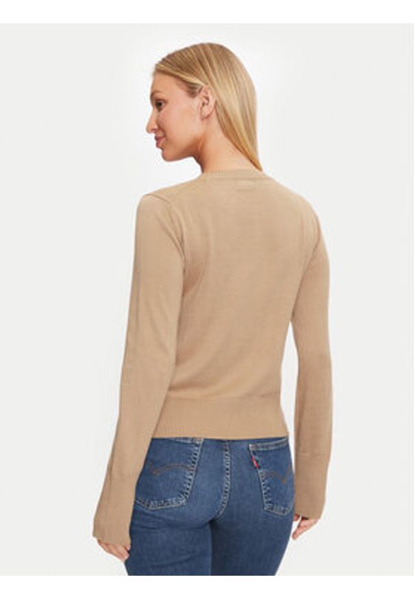Guess Jeans Kardigan W4BR83 Z3HO2 Brązowy Regular Fit. Kolor: brązowy. Materiał: syntetyk