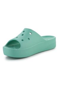 Klapki Crocs Classic Platform Slide W 208180-3UG zielone. Kolor: zielony. Obcas: na platformie. Styl: klasyczny