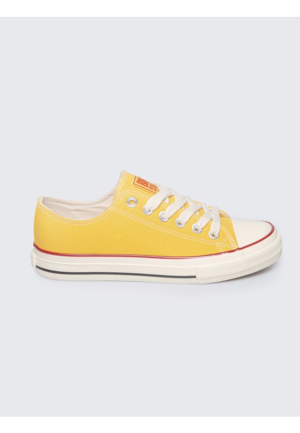 Big-Star - Trampki męskie niskie żółte RR174616 201. Okazja: na co dzień. Kolor: żółty. Materiał: materiał, guma, jeans. Styl: casual, klasyczny, sportowy