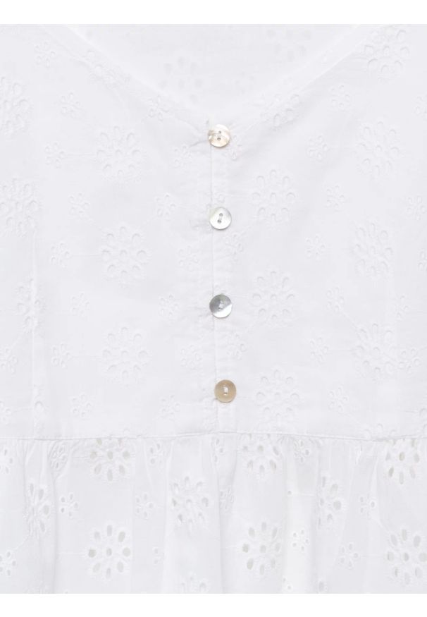 Big-Star - Top damski bawełniany haftowany biały Balbina 100. Kolor: biały. Materiał: bawełna. Długość rękawa: na ramiączkach. Wzór: haft. Sezon: lato. Styl: elegancki