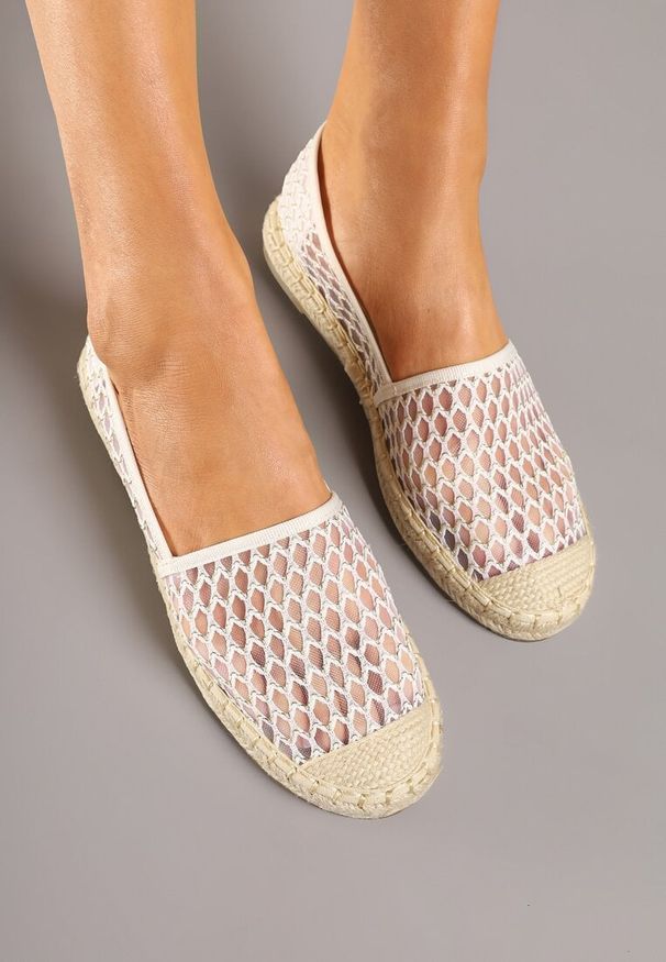 Born2be - Beżowe Siateczkowe Espadryle Ozdobione Plecionką Telovianna. Okazja: na co dzień. Kolor: beżowy. Materiał: jeans. Wzór: aplikacja. Sezon: lato. Styl: casual