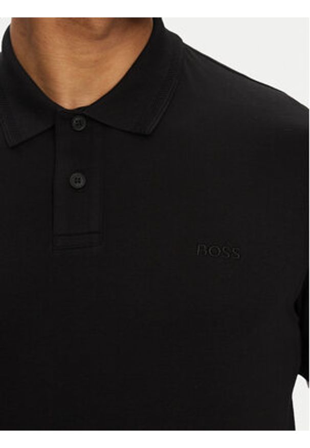 BOSS Polo Pe_Interlock 50520109 Czarny Regular Fit. Typ kołnierza: polo. Kolor: czarny. Materiał: bawełna