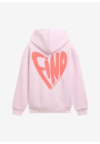 bonprix - Bluza z kapturem marki Tom Tailor z nadrukiem z tyłu. Typ kołnierza: kaptur. Kolor: różowy. Materiał: prążkowany. Wzór: nadruk #1