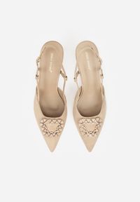 Born2be - Ciemnobeżowe Sandały na Szpilce z Cyrkoniową Klamrą Elinvyra. Okazja: na co dzień. Zapięcie: klamry. Kolor: beżowy. Materiał: jeans. Obcas: na szpilce. Styl: casual #8