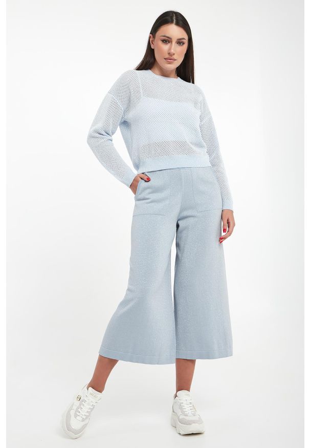 Sweter damski ażurowy z cekinami PESERICO. Wzór: ażurowy