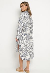 Born2be - Niebieska Wiskozowa Sukienka Koszulowa w Kwiaty Varvesa. Okazja: na co dzień. Typ kołnierza: kołnierzyk klasyczny. Kolor: niebieski. Materiał: wiskoza. Długość rękawa: długi rękaw. Wzór: kwiaty. Typ sukienki: koszulowe. Styl: elegancki, casual, klasyczny #5