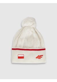 4f - 4F Czapka zimowa z wełną merino uniseks - biała M. Kolor: biały. Materiał: wełna. Wzór: haft. Sezon: zima. Styl: casual, klasyczny, sportowy #1