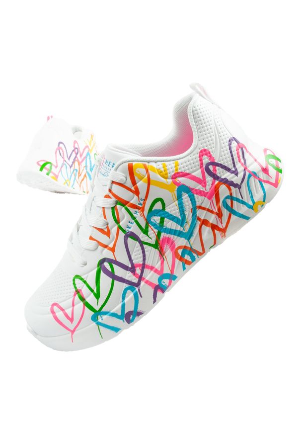 skechers - Buty sneakersy sportowe damskie Skechers Uno Lite białe wygodne. Kolor: biały, wielokolorowy