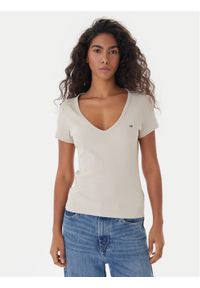 Tommy Jeans T-Shirt Essential DW0DW17385 Beżowy Slim Fit. Kolor: beżowy. Materiał: bawełna #1
