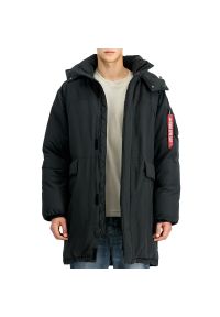 Kurtka Alpha Industries Puffer Parka 14812403 - czarna. Kolor: czarny. Materiał: nylon, bawełna, puch, materiał, poliester. Styl: klasyczny