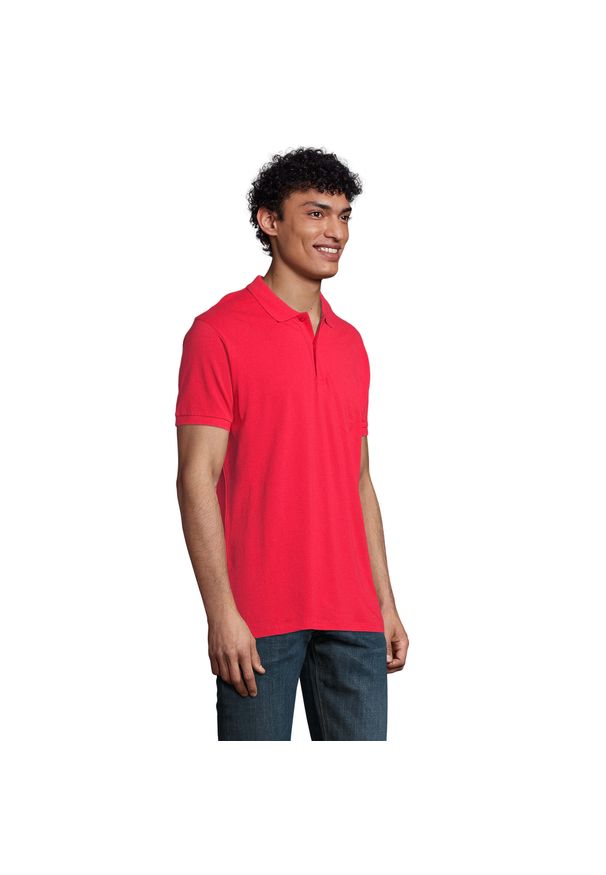 SOL'S - Męska Koszulka Polo Planet. Typ kołnierza: polo. Kolor: czerwony. Sport: turystyka piesza