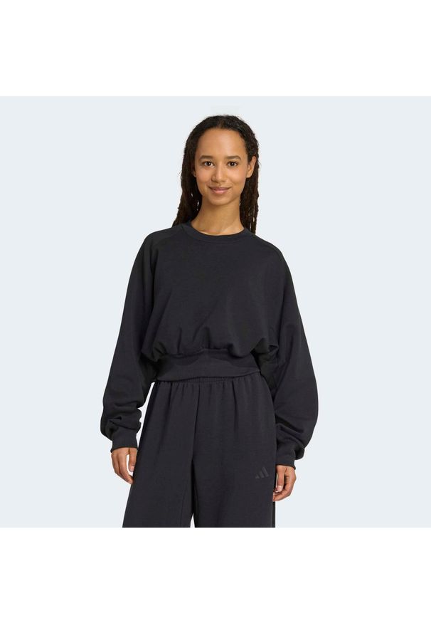 Adidas - Bluza ADIDAS ALL SZN szeroka. Kolor: czarny. Materiał: bawełna, włókno. Długość rękawa: raglanowy rękaw