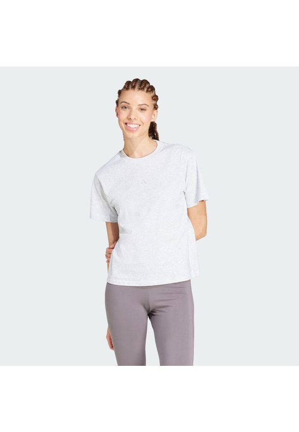 Adidas - Koszulka Essentials Small Logo Cotton. Kolor: wielokolorowy, szary, biały. Materiał: bawełna. Sport: fitness