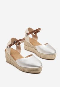 Born2be - Srebrne Sandały Espadryle na Plecionym Koturnie Effilda. Okazja: na co dzień. Zapięcie: sprzączka. Kolor: srebrny. Obcas: na koturnie. Styl: casual, elegancki #6