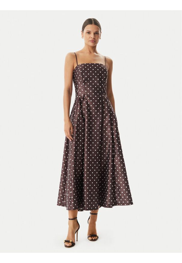 Rinascimento Sukienka koktajlowa CFC0129296003 Brązowy ciemny Regular Fit. Kolor: brązowy. Materiał: syntetyk. Styl: wizytowy