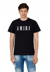 Amiri - AMIRI T-shirt męski czarny z dużym białym logo. Kolor: czarny #4