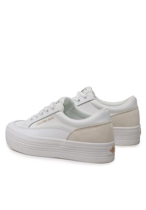 Calvin Klein Jeans Sneakersy Vulc Flatf Low Cut Mix Material YW0YW00864 Biały. Kolor: biały. Materiał: skóra