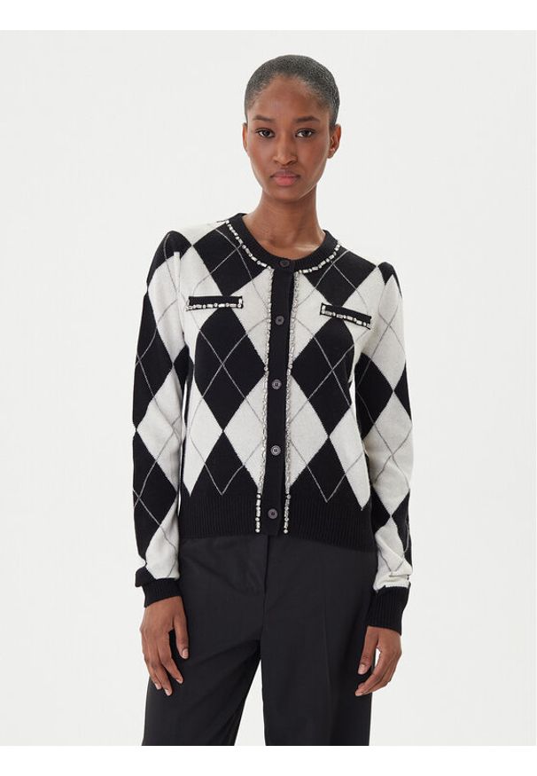 ICONA Kardigan RI5KT007 Czarny Regular Fit. Kolor: czarny. Materiał: wełna