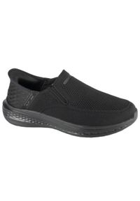 skechers - Buty sportowe Sneakersy męskie, Slip-Ins: Slade - Deacon. Kolor: czarny. Materiał: tkanina. Sport: turystyka piesza #1