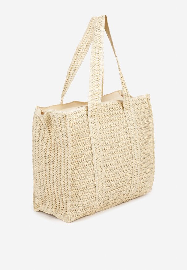 Born2be - Beżowa Plażowa Torebka Shopperka w Stylu Boho Galapira. Kolor: beżowy. Sezon: lato. Styl: boho